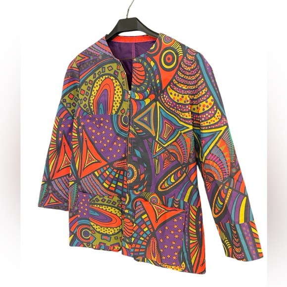 DIY (I think) crazy fun L galactic cotton jacket in EUC no filters.BRIGHT!! FUN! - Picture 1 of 16